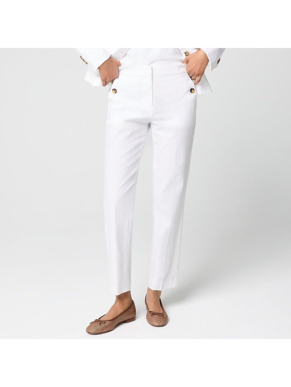 NWT J Crew Factory Linen-Cotton Blend Elastic-Back Sailor Pant - Size 4 Petite